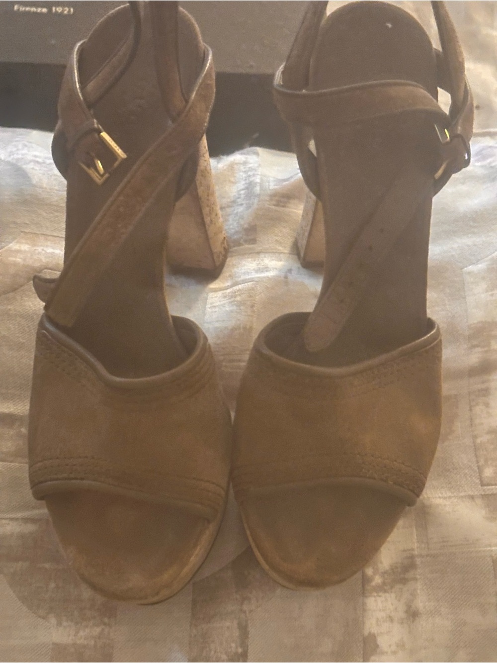 Gucci Brown Suede Platform Block Heel Sandals